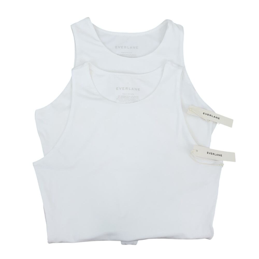 Everlane The Cutaway Tank Thong Bodysuit Set of Two White Size Small NWT